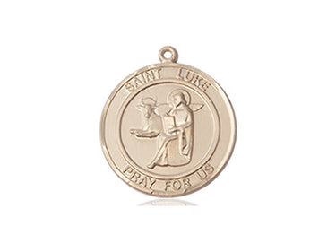 14kt Solid Gold St. Luke the Apostle Patron Saint Medal Pendant 3/4 x 5/8 inches by Bliss