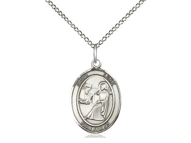 Sterling Silver St. Luke the Apostle Patron Saint Medal Necklace 3/4 x 1/2 inches 18 inch Chain by Bliss