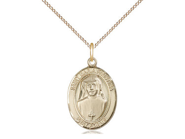 14kt gold filled St. Maria Faustina patron saint medal necklace with 18 inch curb chain, handmade in USA by Bliss