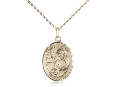 Gold Filled St. Mark the Evangelist patron saint medal necklace with 18 inch chain, 3/4 x 1/2 inches, made in USA by Bliss