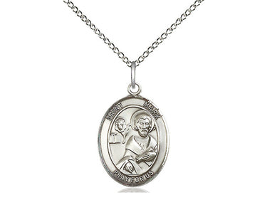 Sterling Silver St. Mark the Evangelist Medal Necklace 3/4 inch by Bliss Manufacturing USA