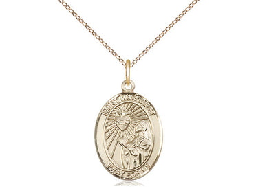 Gold Filled St. Margaret Mary Alacoque patron saint medal necklace 3/4 x 1/2 inches 18 inch chain Bliss