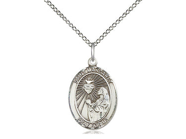 Sterling Silver St. Margaret Mary Alacoque Medal Necklace 3/4 x 1/2 inch with 18 inch Chain by Bliss