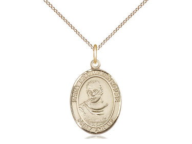 Gold Filled St. Maximilian Kolbe patron saint medal necklace 3/4 x 1/2 inches 18 inch chain Bliss