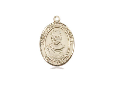 14kt Solid Gold St. Maximilian Kolbe patron saint medal pendant 3/4 x 1/2 inches Bliss