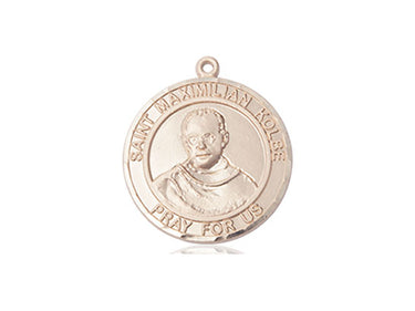 14kt Solid Gold St. Maximilian Kolbe Patron Saint Medal Pendant 3/4 x 5/8 by Bliss Manufacturing