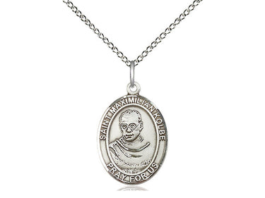 Sterling Silver St. Maximilian Kolbe Patron Saint Medal Necklace 3/4 x 1/2 with 18 inch Chain by Bliss