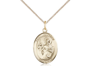 14kt Gold Filled St. Matthew the Apostle Patron Saint Medal Necklace 3/4 x 1/2 with 18 inch Chain by Bliss