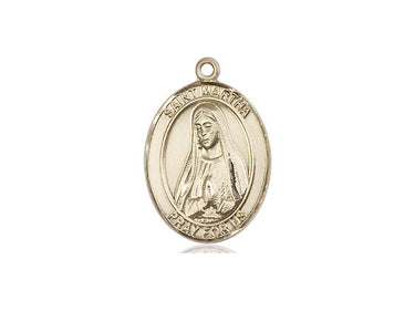 14kt Solid Gold St. Martha Patron Saint Medal Pendant 3/4 x 1/2 inches Handcrafted by Bliss