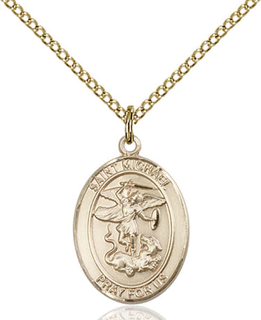 14kt Gold Filled St Michael Paratrooper Medal Necklace 3/4 x 1/2 inch pendant on 18 inch chain handmade by Bliss