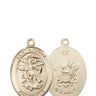 14kt Solid Gold St. Michael Navy Medal Pendant 3/4 x 1/2 inch handcrafted by Bliss