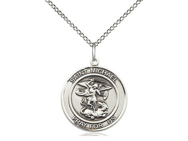 Sterling Silver St. Michael the Archangel Patron Saint Medal Necklace 3/4 x 5/8 inches with 18 inch chain by Bliss