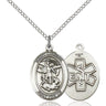 Sterling silver St. Michael EMT patron saint medal necklace for paramedics and first responders, 3/4 x 1/2 pendant on 18 inch chain, handcrafted by Bliss