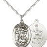 Sterling Silver St. Michael Army Patron Saint Medal Necklace 3/4 x 1/2 inch with 18 inch chain by Bliss