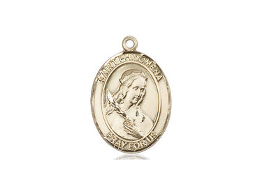 14kt Solid Gold St. Philomena Medal Pendant 3/4 inch by 1/2 inch handcrafted by Bliss Manufacturing USA