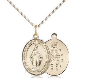 14kt gold filled Miraculous Medal necklace 3/4 inch by 1/2 inch with 18 inch chain by Bliss Manufacturing
