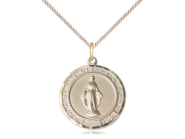 14kt Gold Filled Miraculous Medal Necklace 3/4 x 5/8 inches on 18 inch curb chain handmade by Bliss