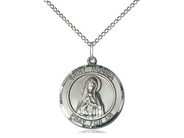 Sterling Silver St. Monica Patron Saint Medal Necklace 3/4 x 5/8 inch with 18 inch chain by Bliss USA