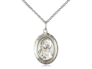 Sterling Silver St. Monica Patron Saint Medal Necklace 3/4 inch by 1/2 inch with 18 inch chain by Bliss Manufacturing