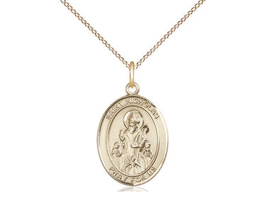 14kt Gold Filled St. Nicholas Catholic patron saint medal necklace 3/4 x 1/2 inch with 18 inch chain by Bliss