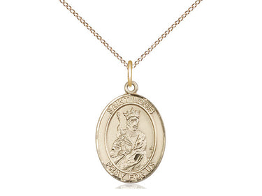 Gold Filled St. Louis Catholic Patron Saint Medal Necklace 3/4 x 1/2 inches with 18 inch chain by Bliss Manufacturing