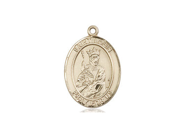 14kt Solid Gold St. Louis Patron Saint Medal Pendant 3/4 inch by 1/2 inch handmade by Bliss Manufacturing