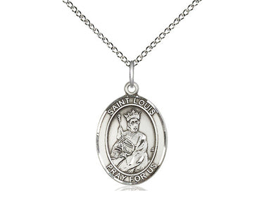 Sterling silver St. Louis patron saint medal necklace with 3/4 inch pendant on 18 inch chain by Bliss