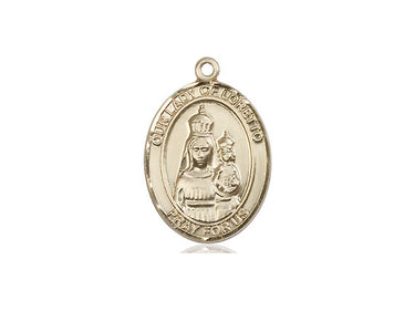 14kt solid gold Our Lady of Loretto medal pendant 3/4 x 1/2 inches handcrafted by Bliss Manufacturing