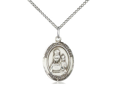 Sterling silver Our Lady of Loretto medal necklace 3/4 x 1/2 inches with 18 inch chain by Bliss