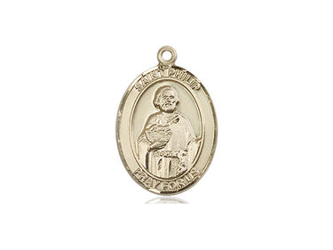 14kt Solid Gold St. Philip the Apostle Patron Saint Medal Pendant 3/4 x 1/2 inches by Bliss Manufacturing