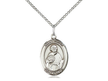 Sterling Silver St. Philip the Apostle Patron Saint Medal Necklace 3/4 x 1/2 inches on 18 inch chain by Bliss