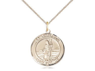 14kt Gold Filled St. Patrick Patron Saint Medal Necklace 3/4 x 5/8 inches with 18 inch curb chain by Bliss