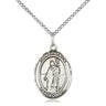 Sterling Silver St. Patrick Patron Saint Medal Necklace 3/4 x 1/2 inches with 18 inch curb chain by Bliss
