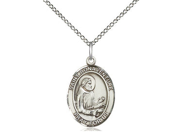 Sterling Silver St. Bonaventure Patron Saint Medal Necklace 3/4 x 1/2 inch with 18 inch chain by Bliss Manufacturing USA