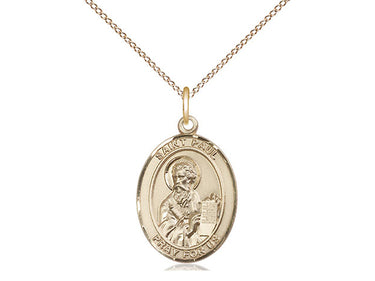 14kt Gold Filled St. Paul the Apostle Patron Saint Medal Necklace 3/4 x 1/2 inches with 18 inch curb chain by Bliss