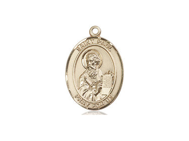 14kt solid gold St. Paul the Apostle medal pendant, 3/4 x 1/2 inches, handcrafted by Bliss USA