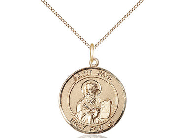 14kt gold filled St. Paul the Apostle patron saint medal necklace, 3/4 x 5/8 inches, 18-inch chain, Bliss Manufacturing