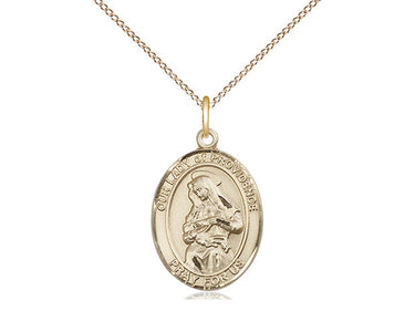 Gold Filled Our Lady of Providence Catholic Medal Necklace 3/4 x 1/2 with 18 inch Chain by Bliss