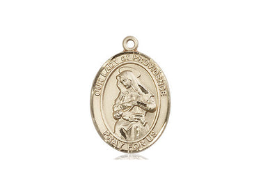14kt Solid Gold Our Lady of Providence Medal Pendant 3/4 x 1/2 inch by Bliss Manufacturing