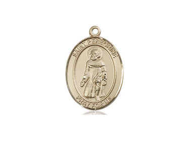 14kt solid gold St. Peregrine Laziosi medal pendant 3/4 x 1/2 inches handcrafted by Bliss Manufacturing