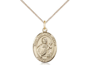 14kt Gold Filled St. Martin De Porres Patron Saint Medal Necklace 3/4 x 1/2 inch on 18 inch chain by Bliss