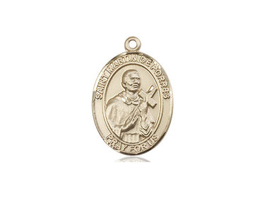 14kt Solid Gold St. Martin De Porres Patron Saint Medal Pendant 3/4 x 1/2 inch by Bliss
