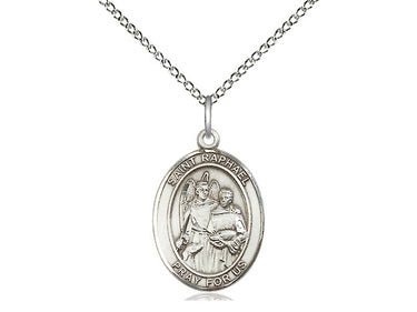 Sterling Silver St. Raphael the Archangel Catholic medal necklace 3/4 x 1/2 on 18 inch chain by Bliss