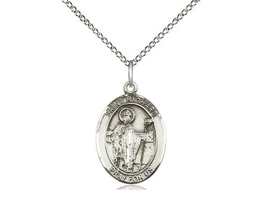 Sterling silver St. Richard patron saint medal necklace 3/4 x 1/2 with 18 inch curb chain by Bliss