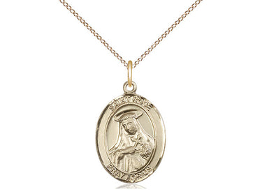14kt Gold Filled St. Rose of Lima Catholic patron saint medal necklace 3/4 x 1/2 inches on 18 inch chain by Bliss