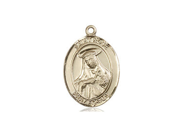 14kt Solid Gold St. Rose of Lima Catholic patron saint medal pendant 3/4 x 1/2 inches handcrafted by Bliss