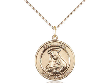 14kt Gold Filled St. Rose of Lima Catholic patron saint medal necklace 3/4 x 5/8 inches on 18 inch chain by Bliss