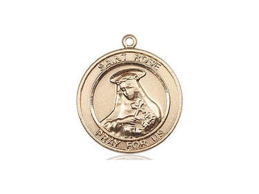 14kt Solid Gold St. Rose of Lima Medium Patron Saint Medal Pendant 3/4 x 5/8 Handcrafted by Bliss