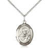 Sterling silver St. Robert Bellarmine patron saint medal necklace with 3/4 inch pendant on 18 inch curb chain by Bliss Manufacturing