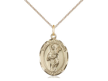 14kt Gold Filled St. Scholastica Patron Saint Medal Necklace 3/4 x 1/2 inches on 18 inch chain by Bliss